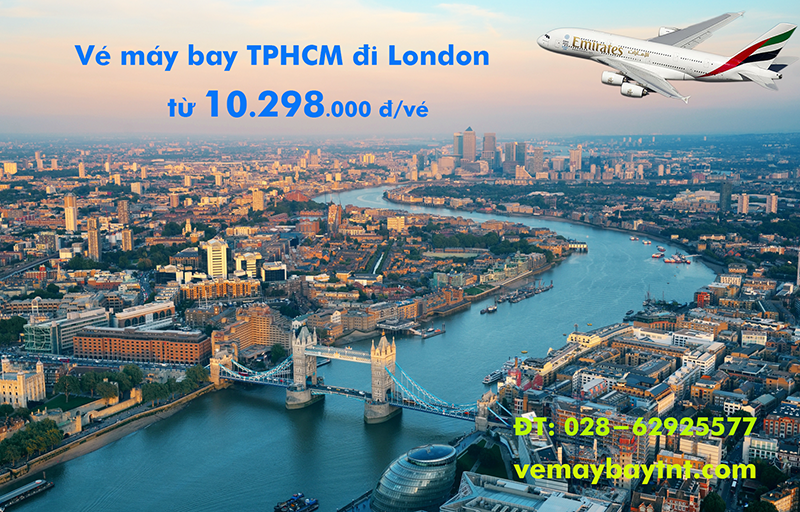 Vé máy bay TPHCM đi London (Sài Gòn London, LHR) Emirates từ 10.298k
