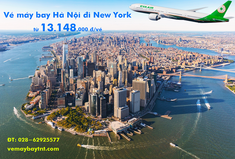 Vé máy bay Hà Nội New York, Mỹ (JFK-John F.Kennedy) Eva Air từ 13.148k