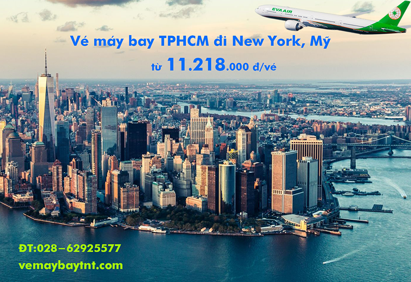Vé máy bay Eva Air TPHCM đi New York (Sài Gòn - New York) từ 11.218k