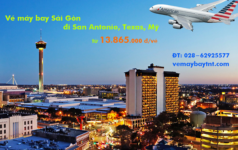 Vé máy bay Sài Gòn San Antonio, Texas, Mỹ American Airlines từ 13865k