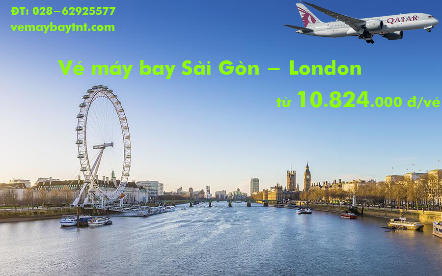 Vé máy bay Sài Gòn London (TPHCM đi London) Qatar Airways từ 10.824k