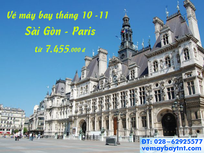 Giá vé máy bay TP Hồ Chí Minh đi Paris tháng 10, 11 từ 7.455k